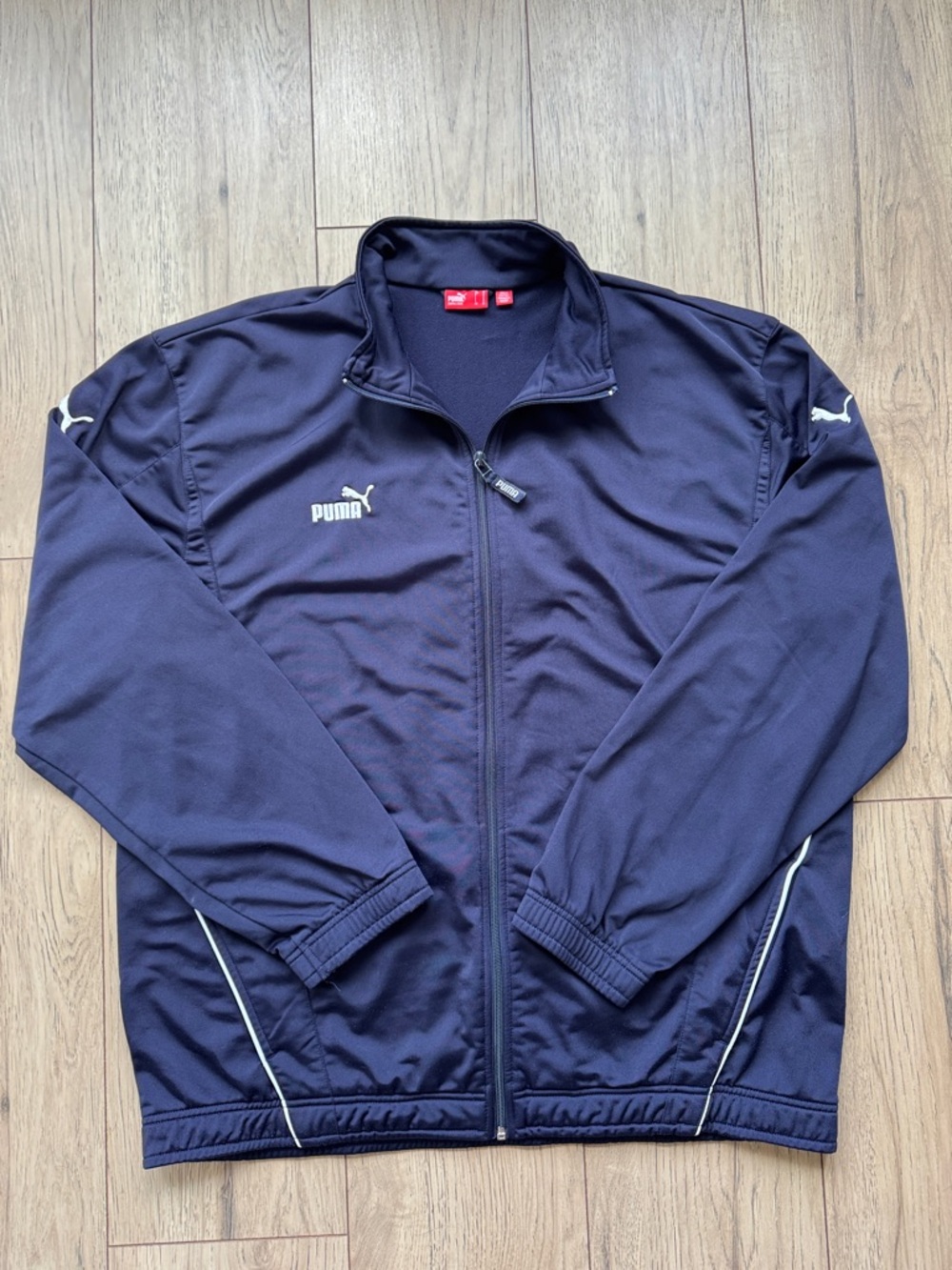 Puma Track Jacket Men’s XL Navy Full Zip Athletic Training Logo Streetwear